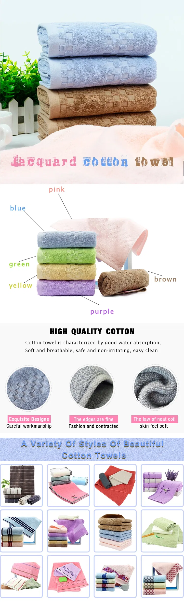 100% Cotton Hand Towel Bath Towels with Logo