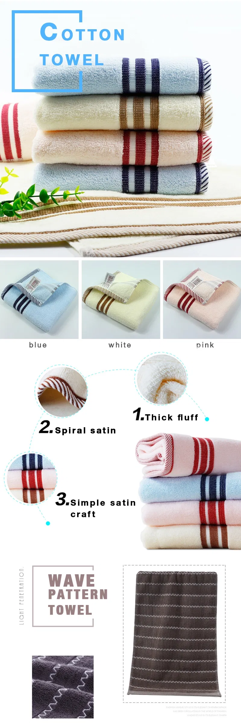100% Cotton Hand Towel Bath Towels with Logo