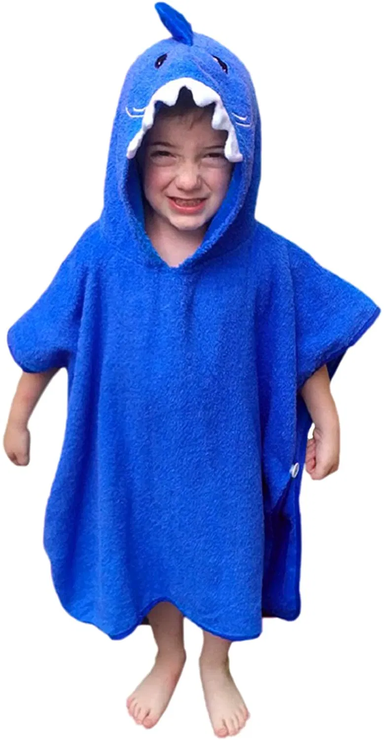 100% Cotton Hooded Towel Poncho for Kids & Toddlers at Bath, Beach, Pool