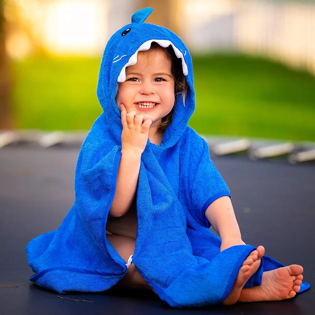 100% Cotton Hooded Towel Poncho for Kids & Toddlers at Bath, Beach, Pool