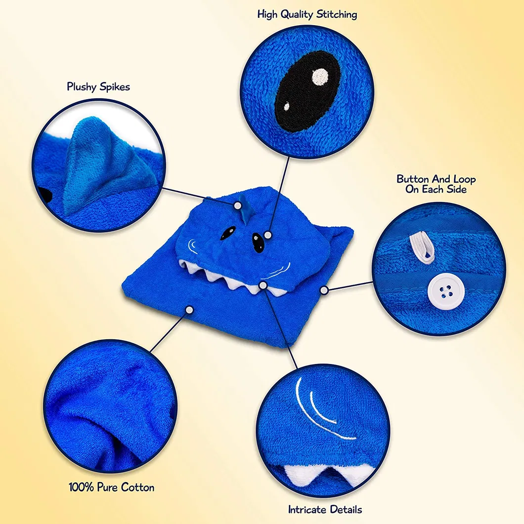 100% Cotton Hooded Towel Poncho for Kids & Toddlers at Bath, Beach, Pool