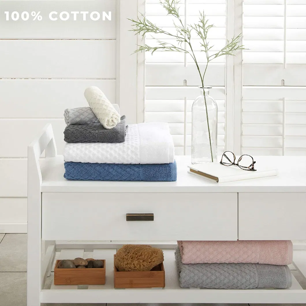 100% Cotton Luxury Absorbent Quick-Dry Textured Bath Hand Washcloths Towel