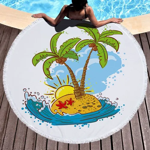 100% Polyester Custom Print Mandala Round Beach Towel