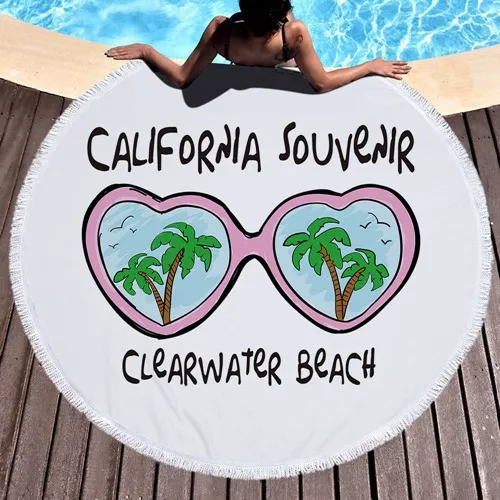 100% Polyester Custom Print Mandala Round Beach Towel