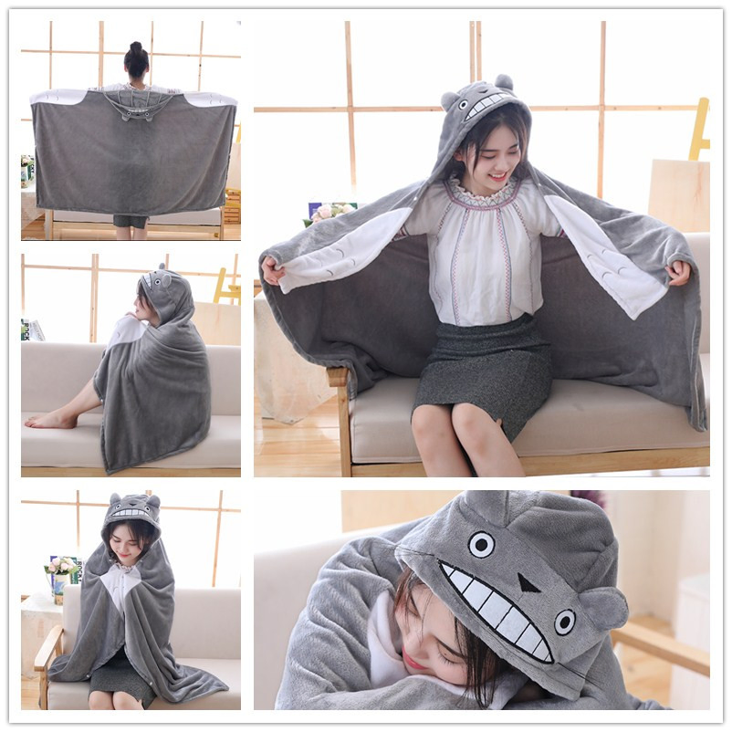 145* 70cm /165*90cm Plush Toy Stuffed Totoro Cloak Blanket Air Conditioning Blanket Mantys Cape Gifts for Kids Girls