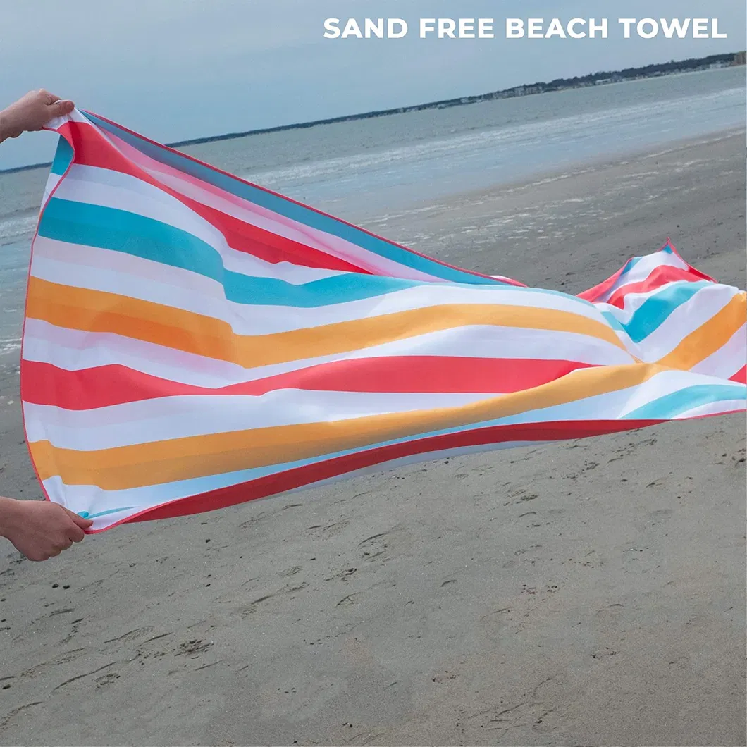 35" X 78" Cabana Multi Bright Stripe Quick Dry Microfiber Beach Towel with Oeko-Tex