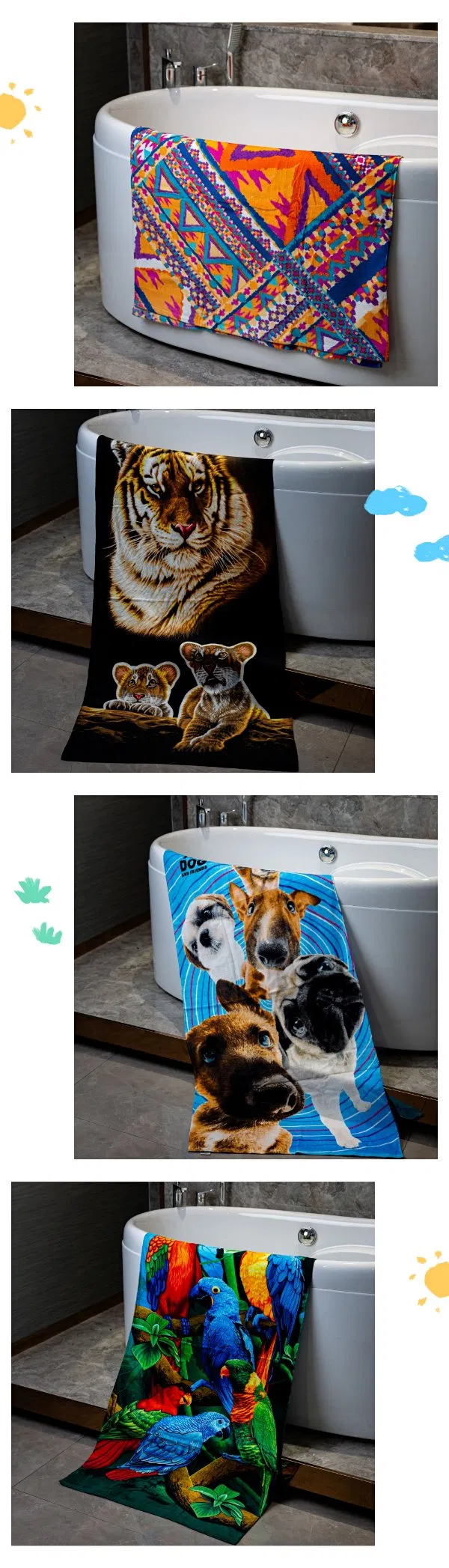 African Totems Style Vintage Pattern Bath Towel Hand Towel Washcloth, Multipurpose for Bathroom, Hotel, Gym, SPA and Kitchen