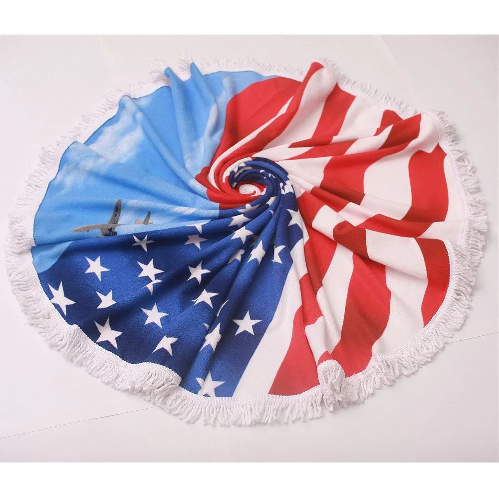 America National Flag Microfiber Circular Pool Beach Towel 300GSM