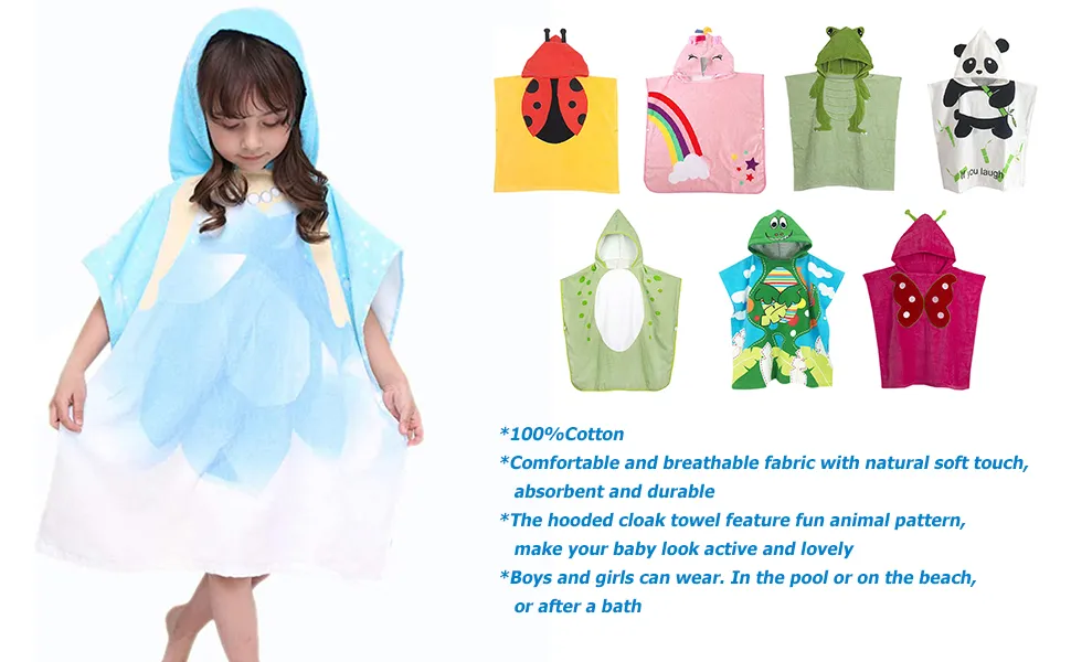 Baby Girls Children Cute Cartoon Butterfly Hooded Towel
