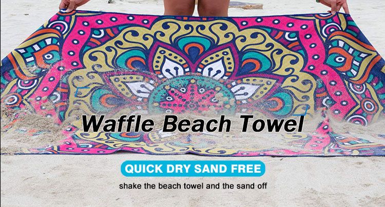 Custom 400GSM Polyester Polyamide Two Sided Printing Waffle Towel for Beach