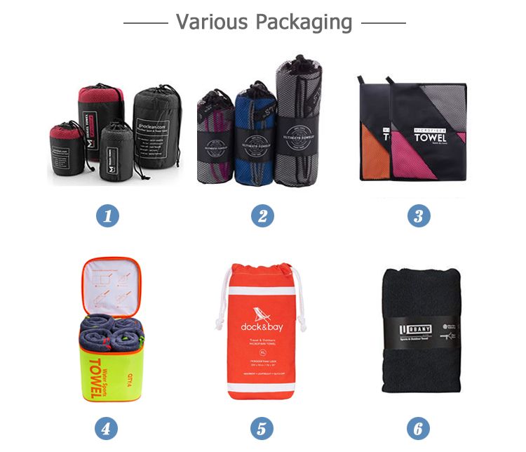 Custom Digital Print Quick-Drying Outdoor Microfibre Suede Travel Sports Gym Towel with Mesh Bag