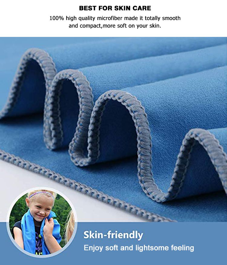 Custom Digital Print Quick-Drying Outdoor Microfibre Suede Travel Sports Gym Towel with Mesh Bag