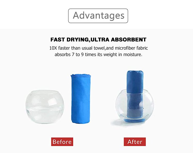 Custom Digital Print Quick-Drying Outdoor Microfibre Suede Travel Sports Gym Towel with Mesh Bag