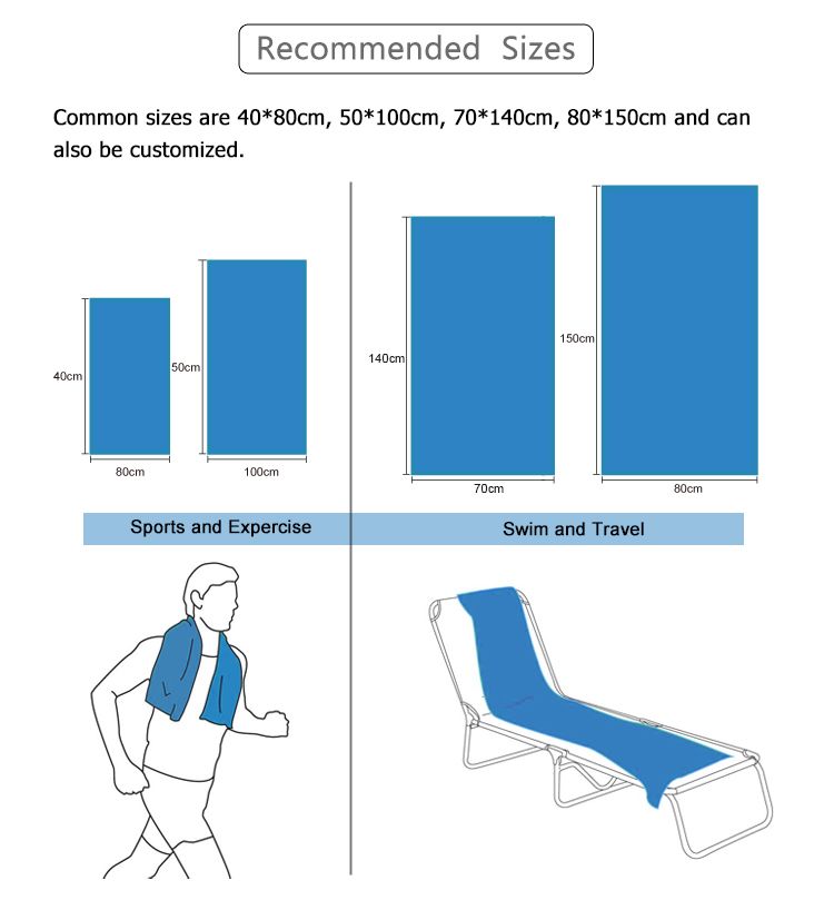 Custom Digital Print Quick-Drying Outdoor Microfibre Suede Travel Sports Gym Towel with Mesh Bag