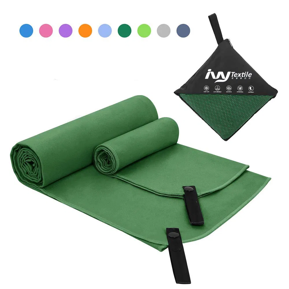 Custom Digital Print Quick-Drying Outdoor Microfibre Suede Travel Sports Gym Towel with Mesh Bag
