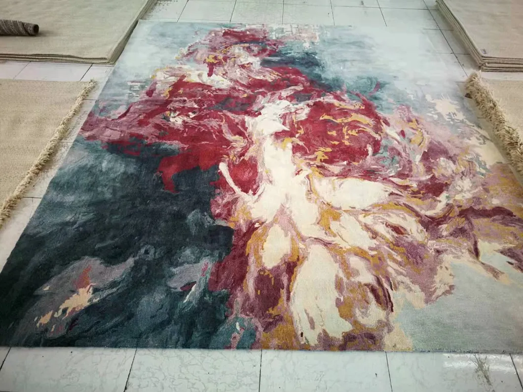 Customized Hand Tufted Calssic Versace Design Wool Carpet Tiles for Praying