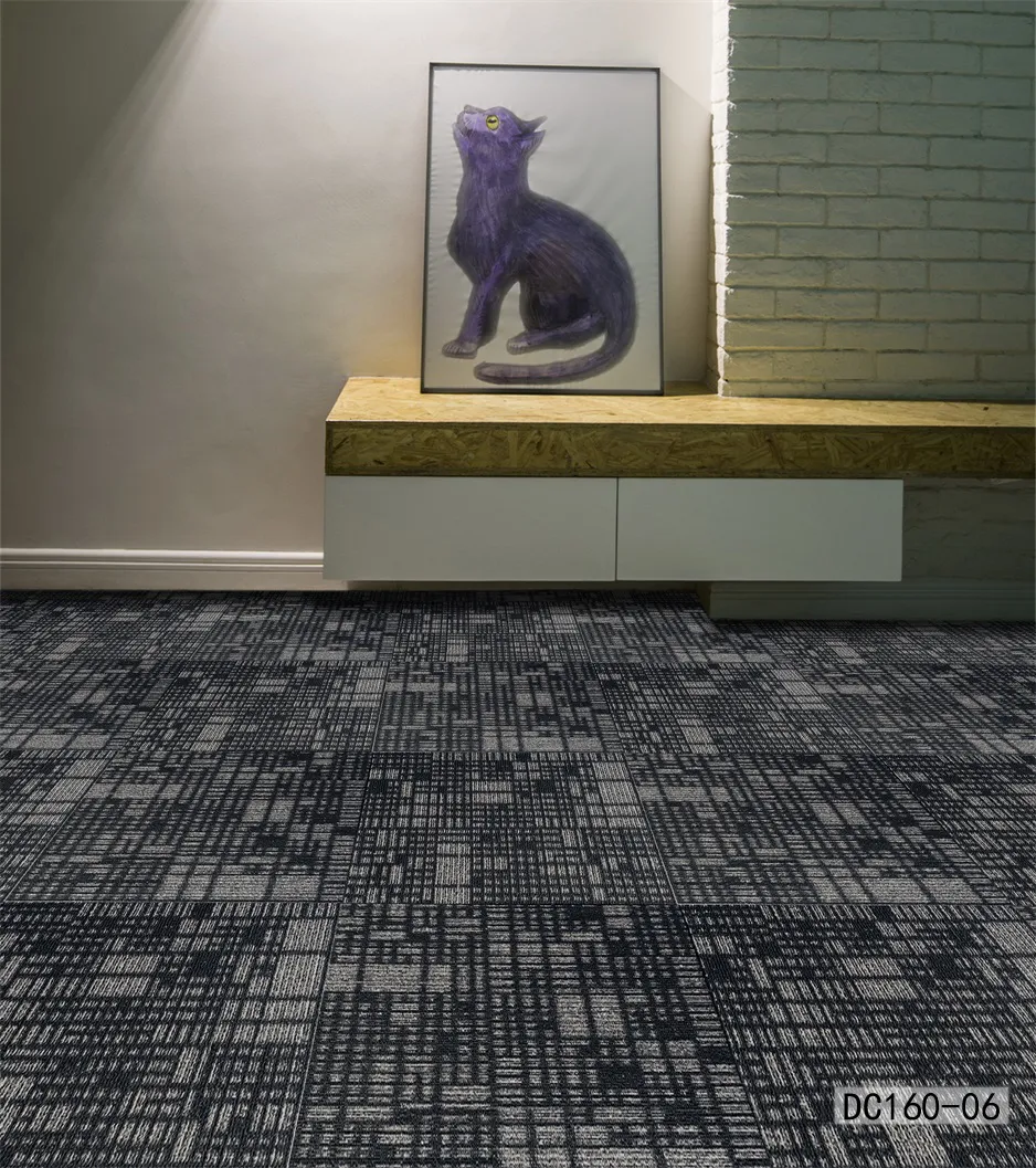 DC160 Movable Modular Soundproof Commercial Carpet Office Carpet Home Hotel Carpet Tiles PP Surface Thick Non-Woven Backing Hospital Carpet
