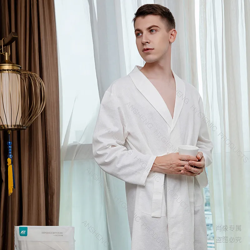 Disposable Hotel Salon SPA Hygenic Non-Woven Kimono-Bathtowel/Bathrobe/Travel Gym Pajama