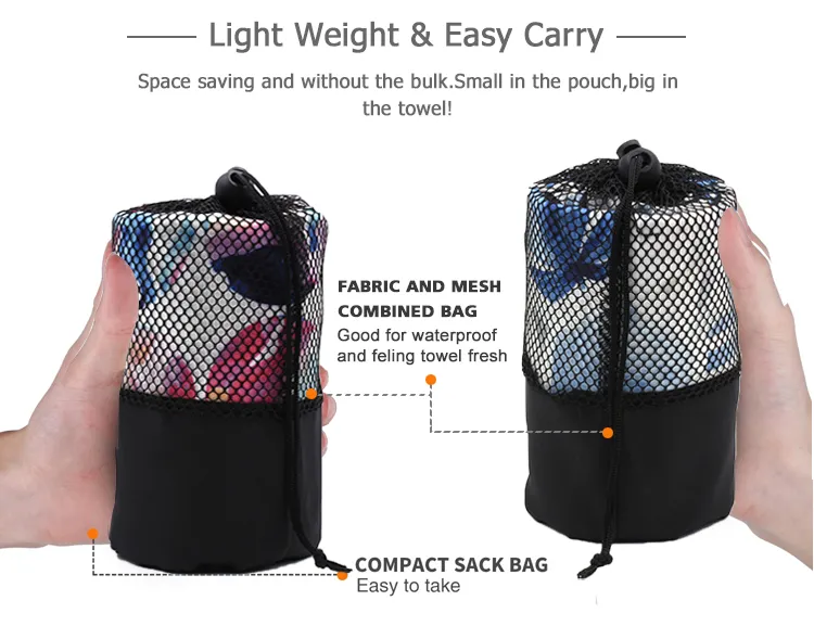 Factory Directly Customized Microfibre Kids Striped Beach Towel with Bag