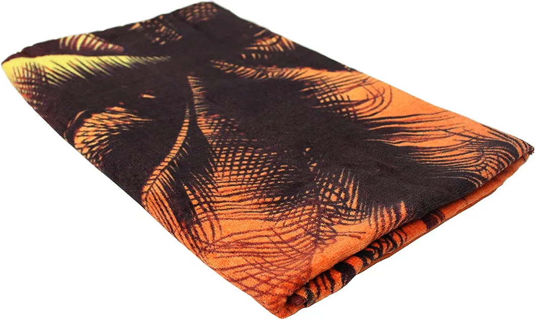 Fashion Colorful Terry Cotton Beach Towel, 30X60", Soft Absorbent and Dry Fast for Swimming Pool, Beach and SPA-Sunset Palm Trees