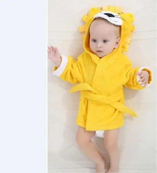 High Quality Baby Unisex Plush Soft Hooded Animal Face Bathrobe Best Selling Beach Swimming Bathrobe for 0-6 T