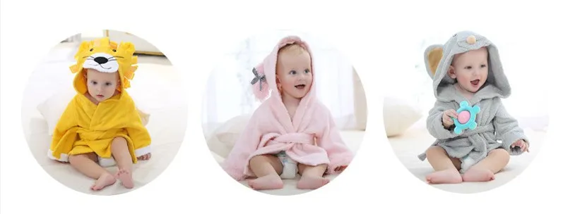 High Quality Baby Unisex Plush Soft Hooded Animal Face Bathrobe Best Selling Beach Swimming Bathrobe for 0-6 T