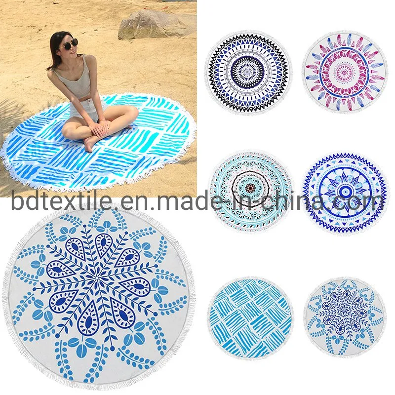 Hot Sell Amazon Ebay Microfiber 150cm Printed Round Beach Towels
