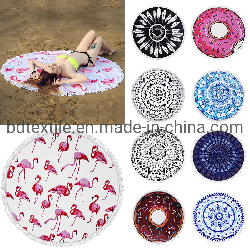 Hot Sell Amazon Ebay Microfiber 150cm Printed Round Beach Towels
