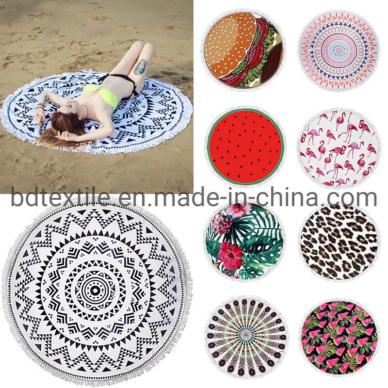 Hot Sell Amazon Ebay Microfiber 150cm Printed Round Beach Towels