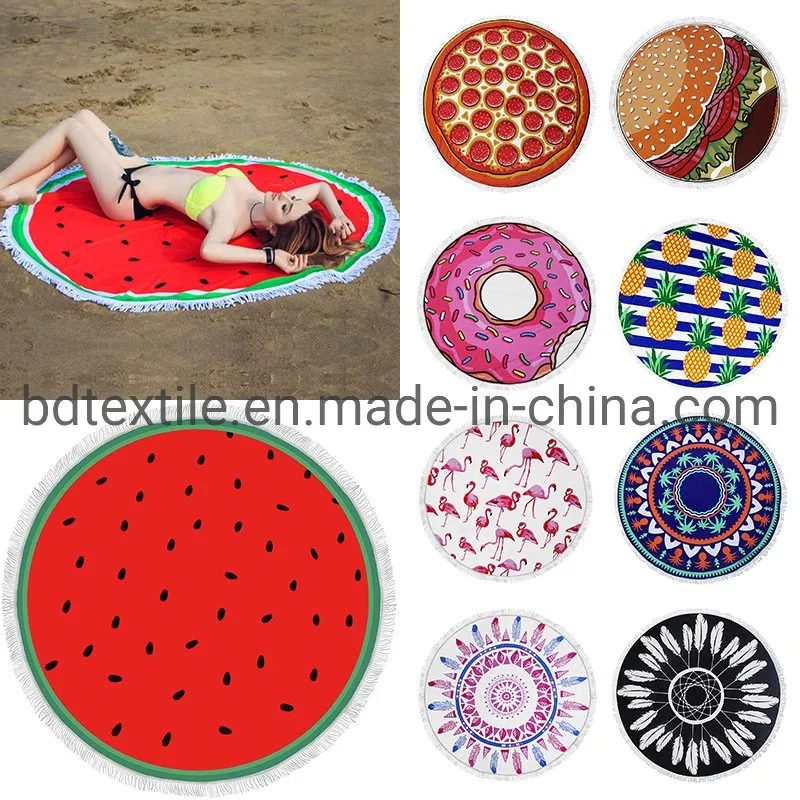 Hot Sell Amazon Ebay Microfiber 150cm Printed Round Beach Towels