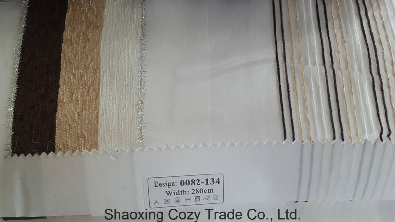 Hotel Bar Stripe Organza Voile Sheer Curtain Fabric 0082134
