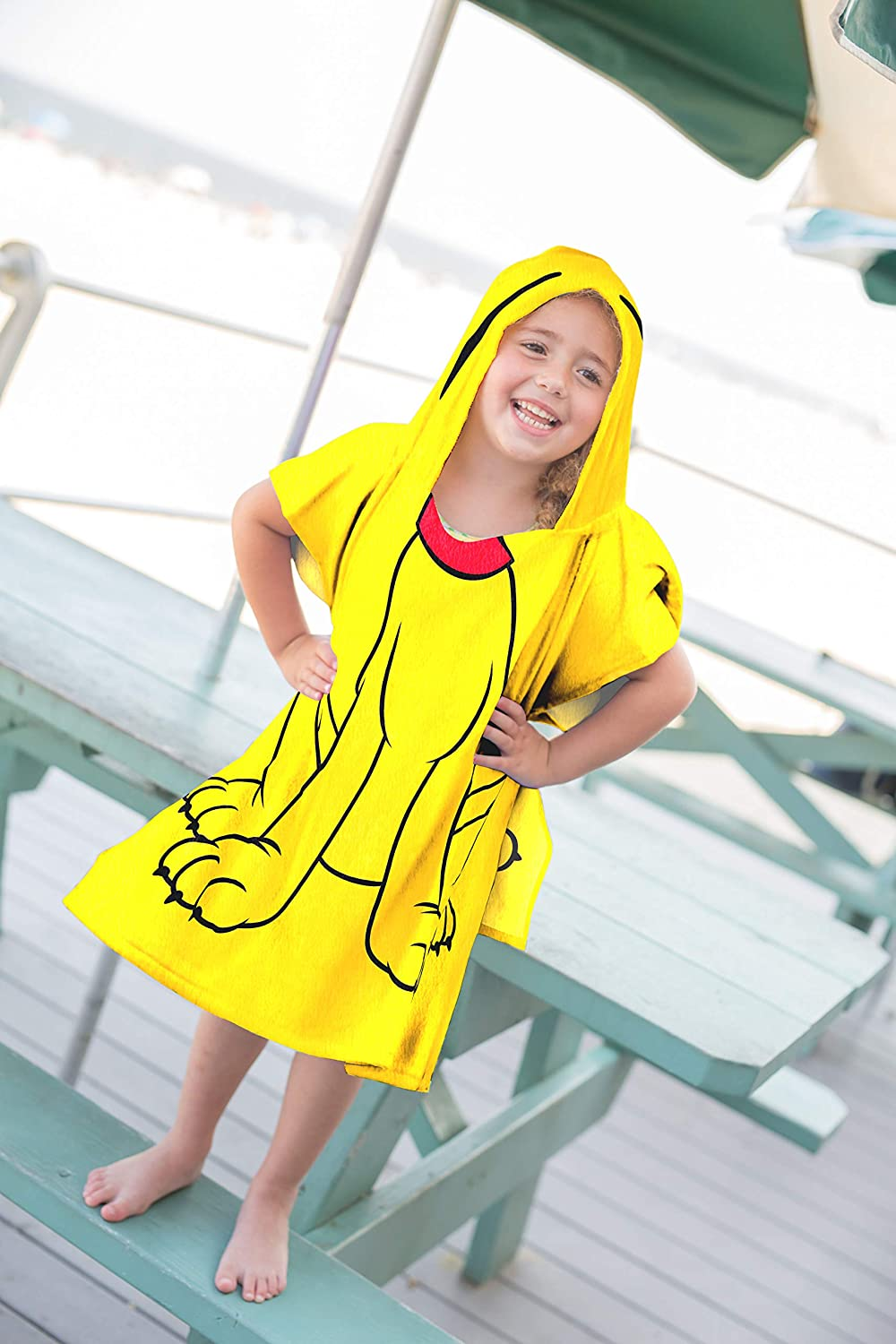 Kids Bath/Pool/Beach Hooded Poncho - Super Soft & Absorbent Cotton Towel, Measures 28 X 56 Inch