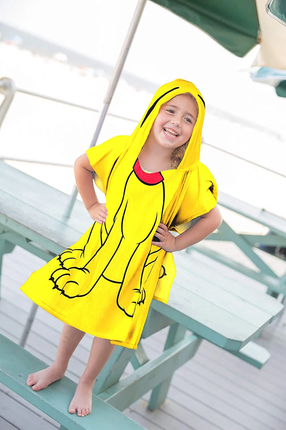 Kids Bath/Pool/Beach Hooded Poncho - Super Soft & Absorbent Cotton Towel, Measures 28 X 56 Inch