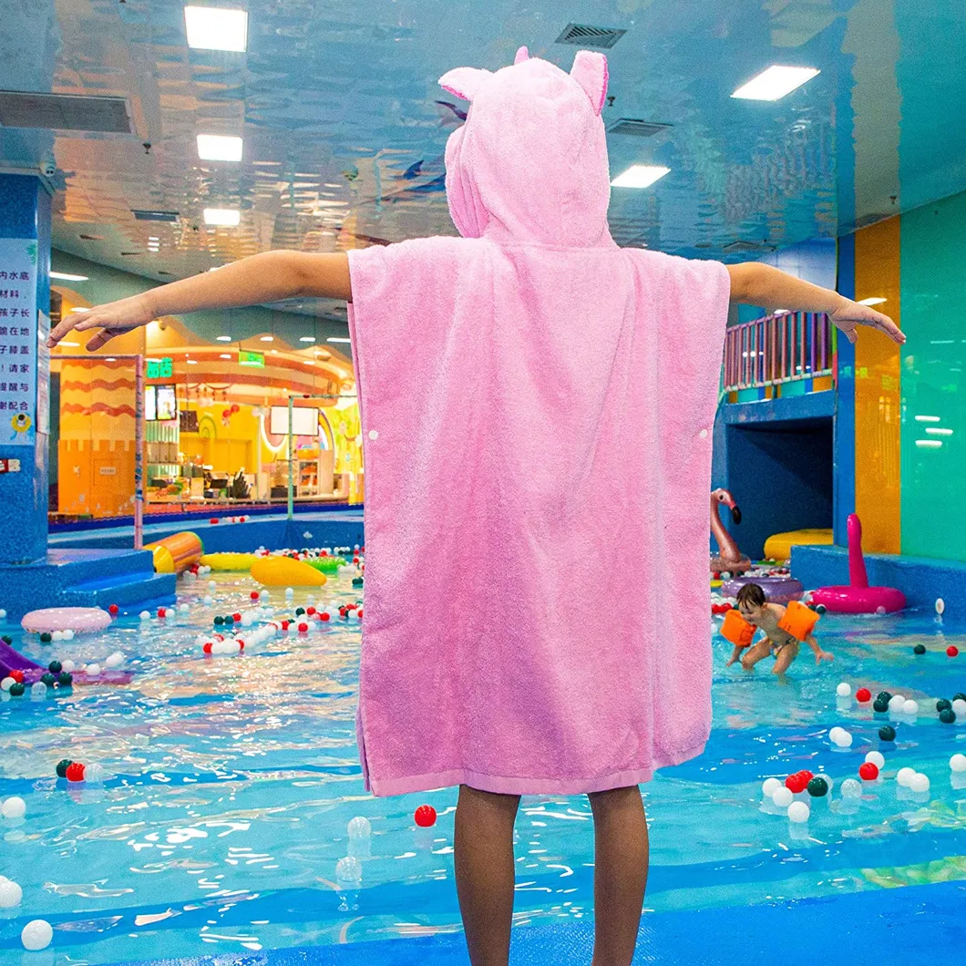 Kids Bath Towel for Boys and Girls Age 3 and up, 100% Cotton Poncho Towel Changing Robe for Kids Bathroom Swimming Winter