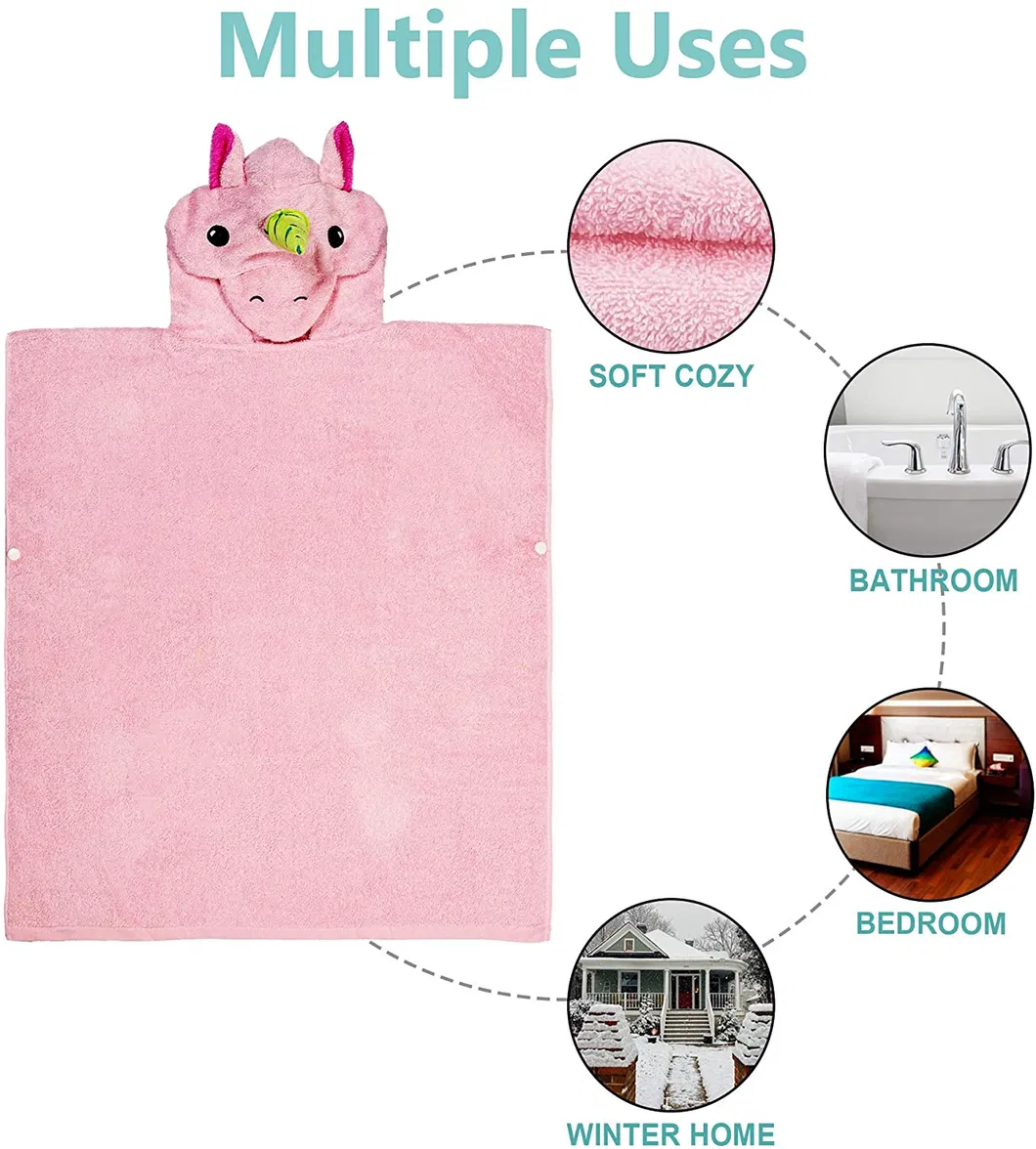 Kids Bath Towel for Boys and Girls Age 3 and up, 100% Cotton Poncho Towel Changing Robe for Kids Bathroom Swimming Winter