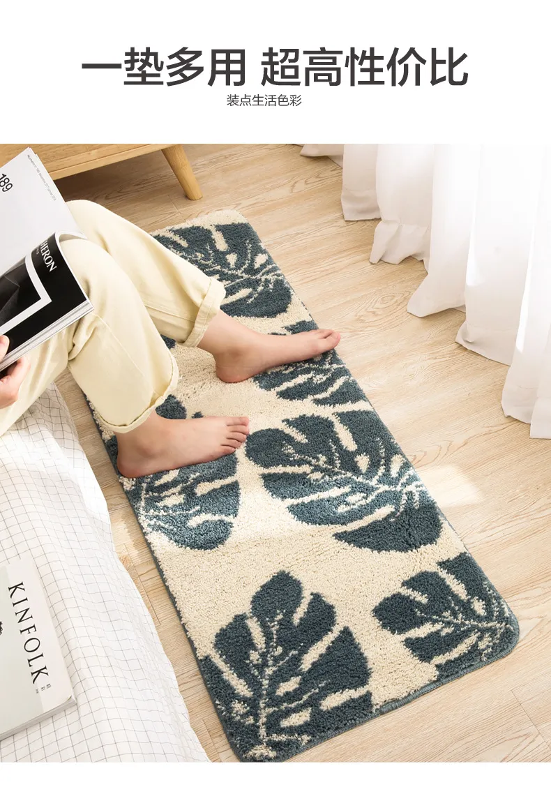 Kitchen Shaggy Anti-Slip Floor Mat Absorbent Luxury Soft Fluffy Carpet Bath Mat Bathroom Rug