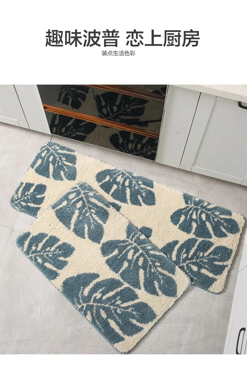Kitchen Shaggy Anti-Slip Floor Mat Absorbent Luxury Soft Fluffy Carpet Bath Mat Bathroom Rug