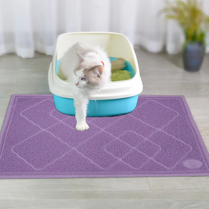 Kitty Litter Trapping Mess Mat Premium Durable Soft PVC Rug Litter Box Pad
