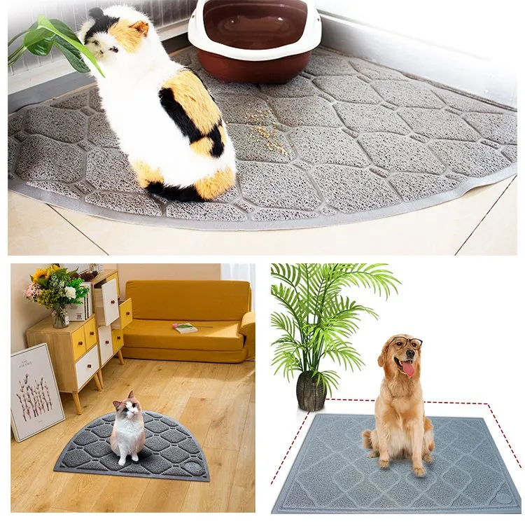 Kitty Litter Trapping Mess Mat Premium Durable Soft PVC Rug Litter Box Pad