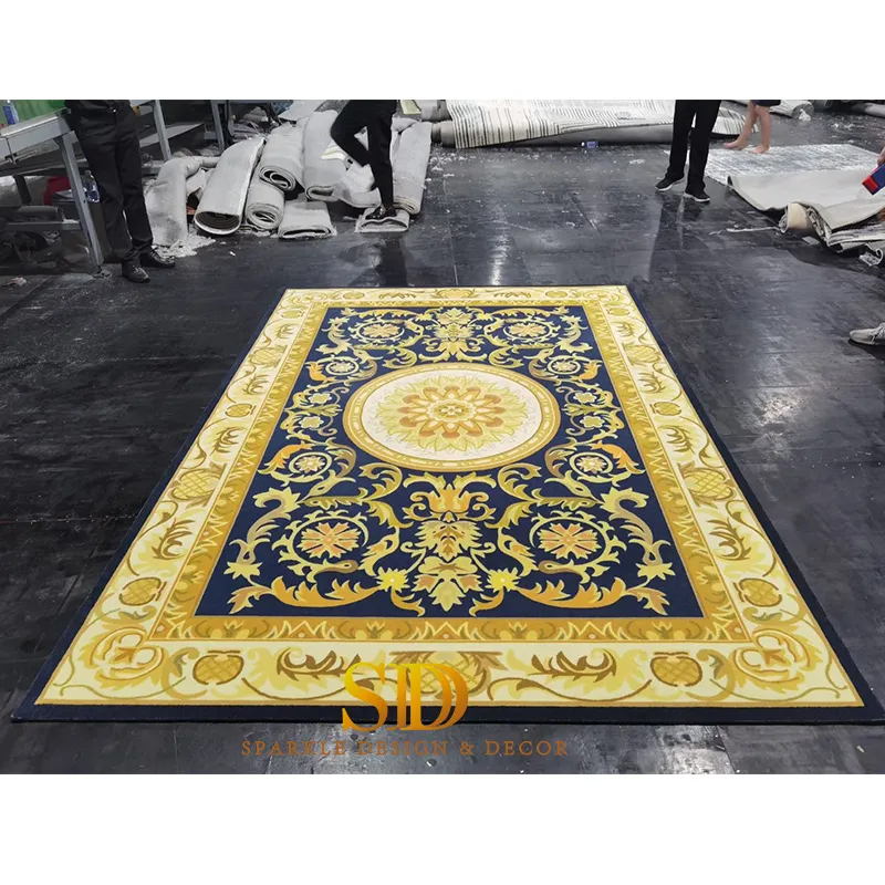 Luxury Colorful Circle Round Versace Carpet Design Printed Carpet Tiles for Living Room Decor