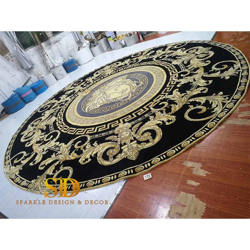 Luxury Colorful Circle Round Versace Carpet Design Printed Carpet Tiles for Living Room Decor