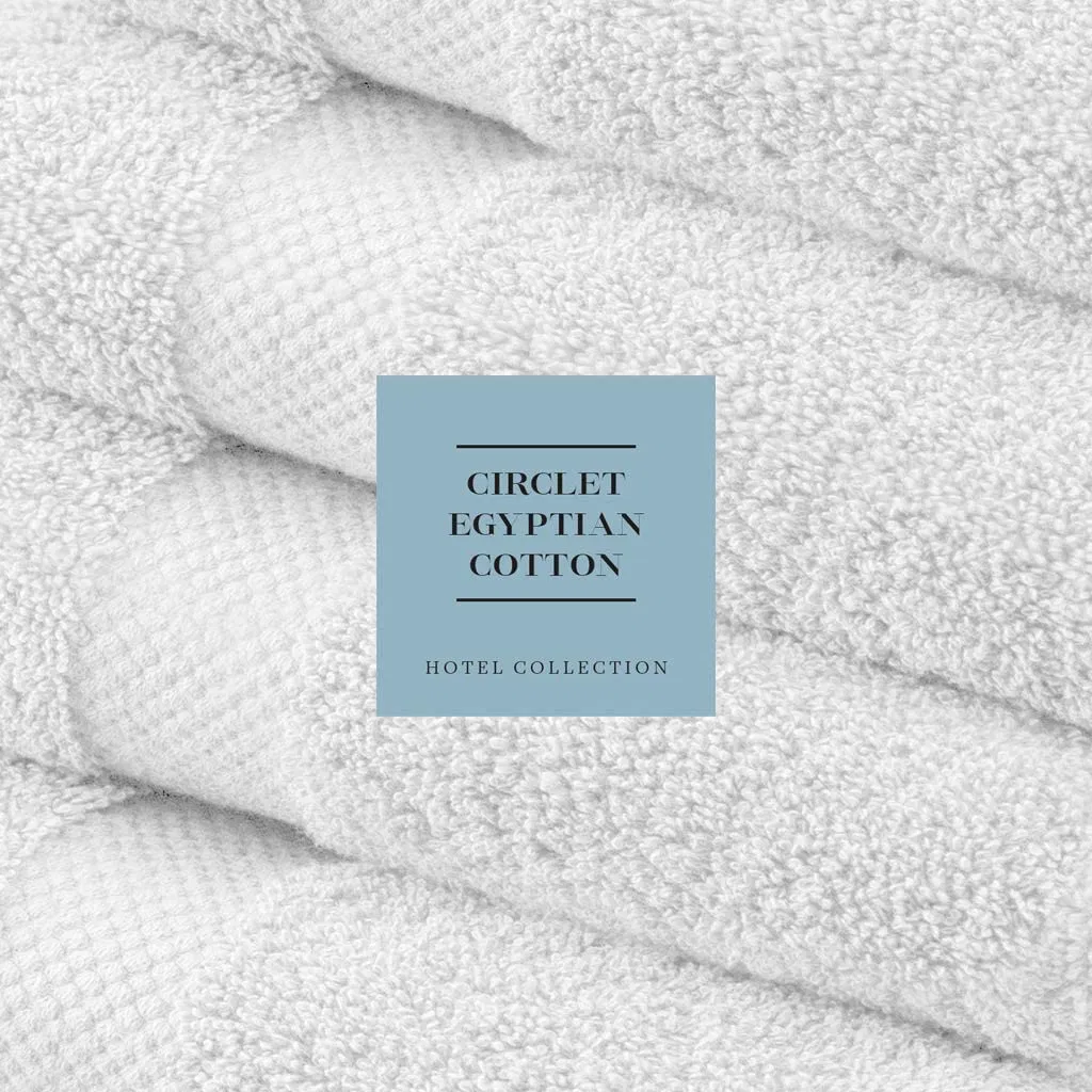Luxury White Bath Towels Large - 700 GSM Circlet Egyptian Cotton Absorbent Hotel Bathroom Towel 27X54 Inch