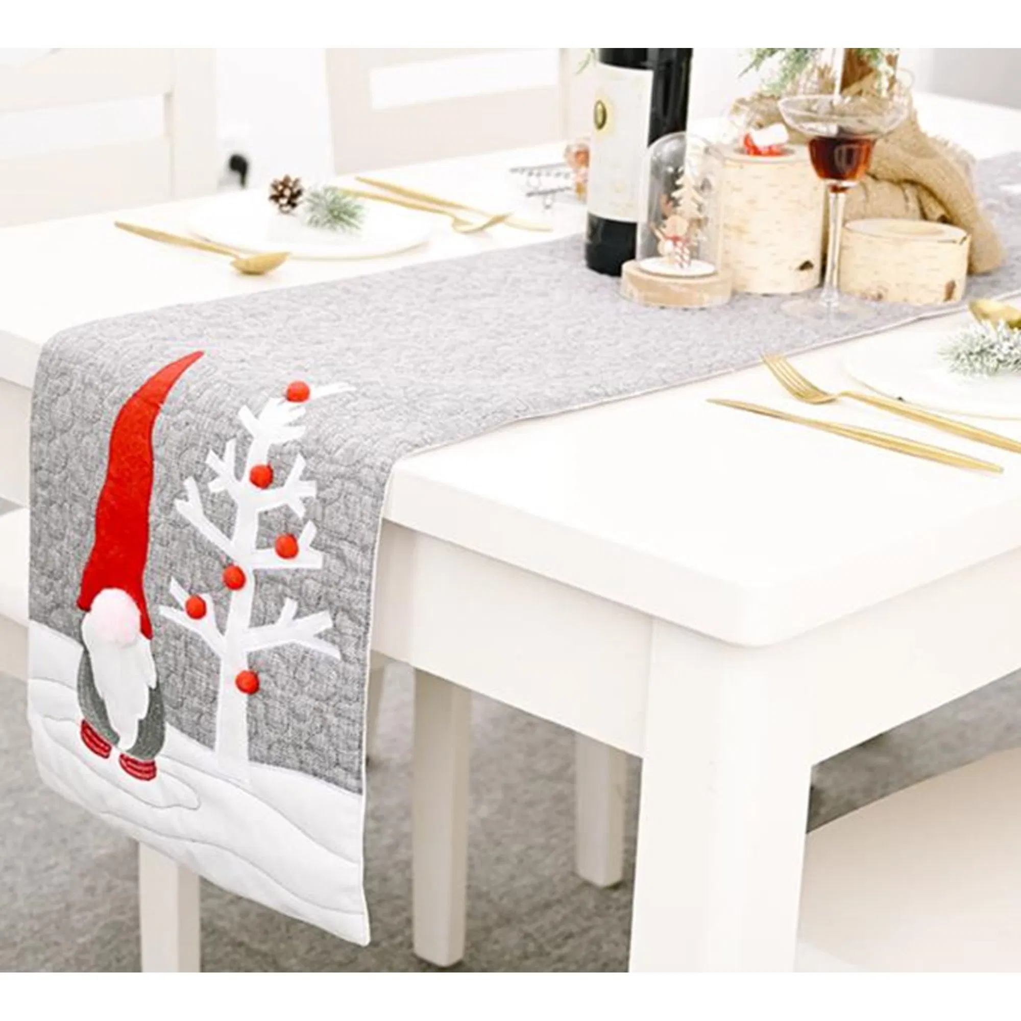 Manufacturer Texpro 2021new Christmas Table Runner, Scandinavian Figurines Santa Gnome Decorative Table Linens Table Flag for Xmas Decoration Family Dinner