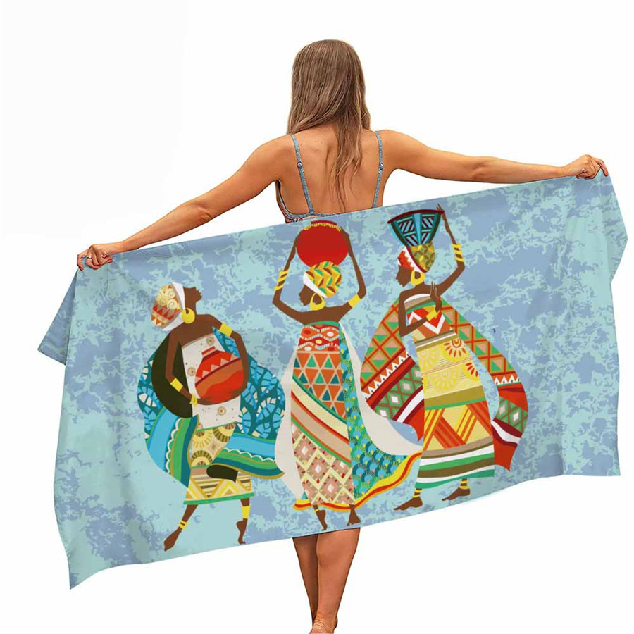 Microfiber Beach Towel, Sport Towels with Printing, Ethnic Art Painting