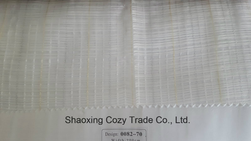New Popular Project Stripe Cross Organza Sheer Curtain Fabric 008270