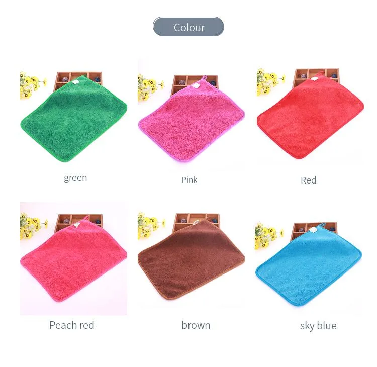 No Hair Loss Brown Kirtchen Cleaning Coral Fleece Towel