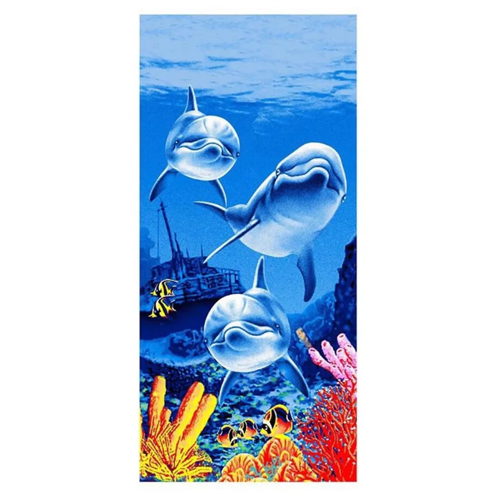 Ocean Animal Cartoon 100% Cotton Velour Digital Printed Beach Towel