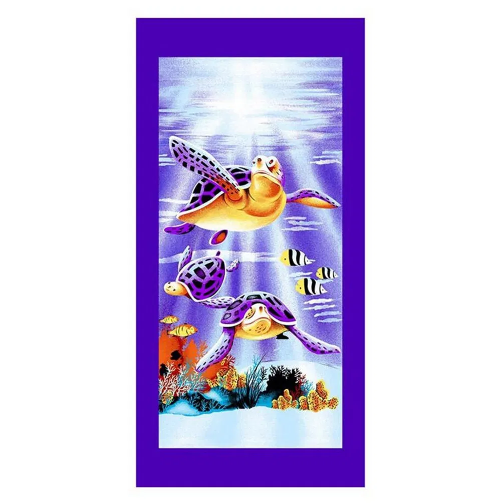 Ocean Animal Cartoon 100% Cotton Velour Digital Printed Beach Towel