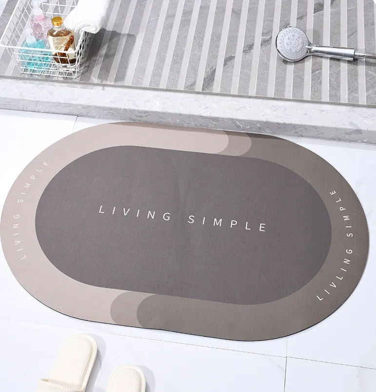 Printed Rubber Non Slip Quick Dry Super Absorbent Washroom Rugs Washable Bathroom Household Use Floor Mats
