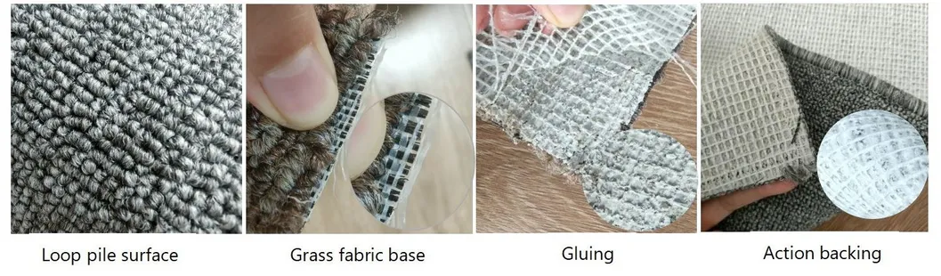 Pure Colour Resist Fatigue Loop Pile Net Backing PP Material Floor Carpet Rugs in Rolls for Commercial